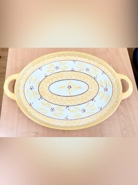 temptations bakeware presentable ovenware old world yellow Tara oval platter